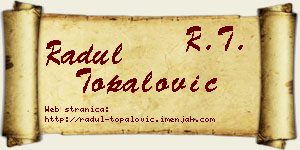 Radul Topalović vizit kartica